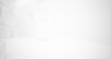 White smooth abstract architectural background. 3D illustration and rendering