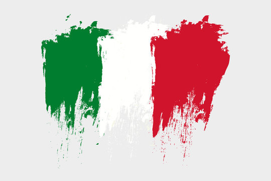 Mexico flag. Brush painted Mexico flag Hand drawn style illustration with a grunge effect and watercolor. Mexico flag with grunge texture. Vector illustration.