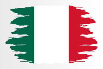 Mexico flag. Brush painted Mexico flag Hand drawn style illustration with a grunge effect and watercolor. Mexico flag with grunge texture. Vector illustration.