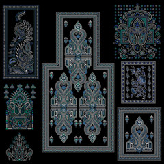 Set of indian traditional textile fabric motif
