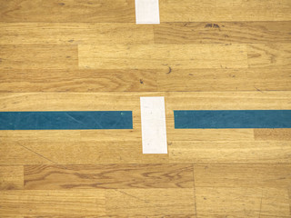 Lines on floor. Worn out wooden floor.