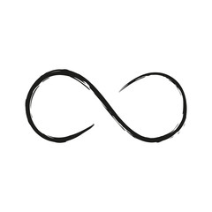 Grunge infinity symbol. Hand painted with black paint. Grunge brush stroke. Modern eternity icon. Graphic design element. Infinite possibilities, endless process. Vector illustration.