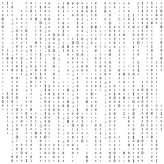 Binary code zero one matrix white background. banner, pattern, wallpaper. Vector illustration.