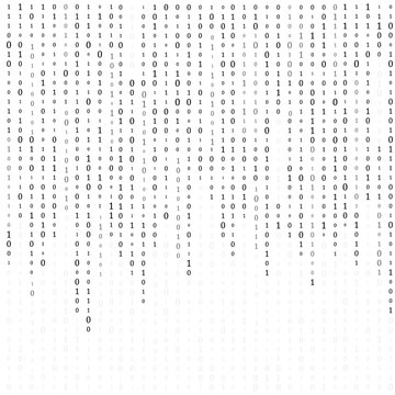 Binary code zero one matrix white background. banner, pattern, wallpaper. Vector illustration.