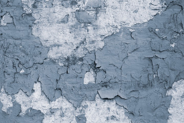 Abstract dirty gray flaky shabby stucco for banner design. Wrecked texture. Gray stucco wall background of grungy texture. Grunge grey concrete wall texture. Concrete stone cement grunge wall backgrou