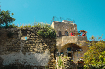 old stone wall in Jaffo, Israel