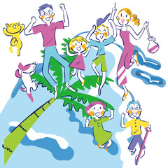 夏を楽しもう！　夏の空へジャンプ　家族　シニア