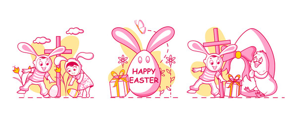 Fototapeta na wymiar Happy Easter holiday celebration background in vector