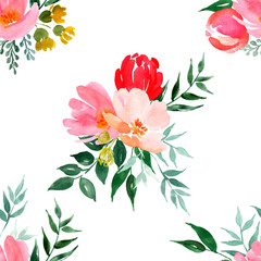 Watercolor floral pattern, delicate flower background.