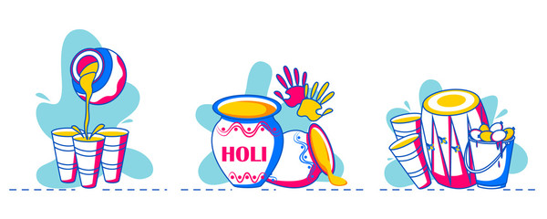 Colorful Traditional Holi background for festival of colors of India in vector