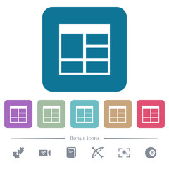 Spreadsheet vertically merge table cells flat icons on color rounded square backgrounds