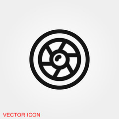 Camera objective icon vector sign symbol for design