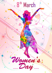 Obraz na płótnie Canvas Greeting background for celebrating International Happy Women's Day in vector