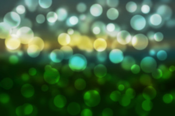 Bokeh background Abstract green and yellow tones with multiple blur lighting effects