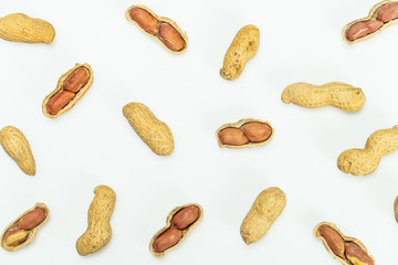 peeled peanuts isolated on white background