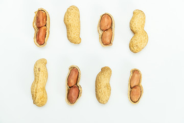 peeled peanuts isolated on white background