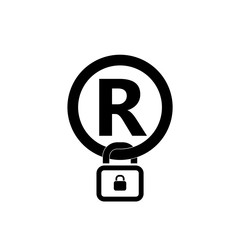 Registered sign and padlock, simple icon
