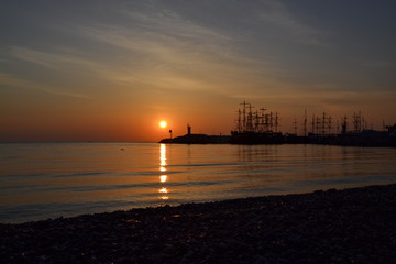 Amazing sunrise on the Mediterranean coast