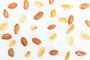 peeled peanuts isolated on white background
