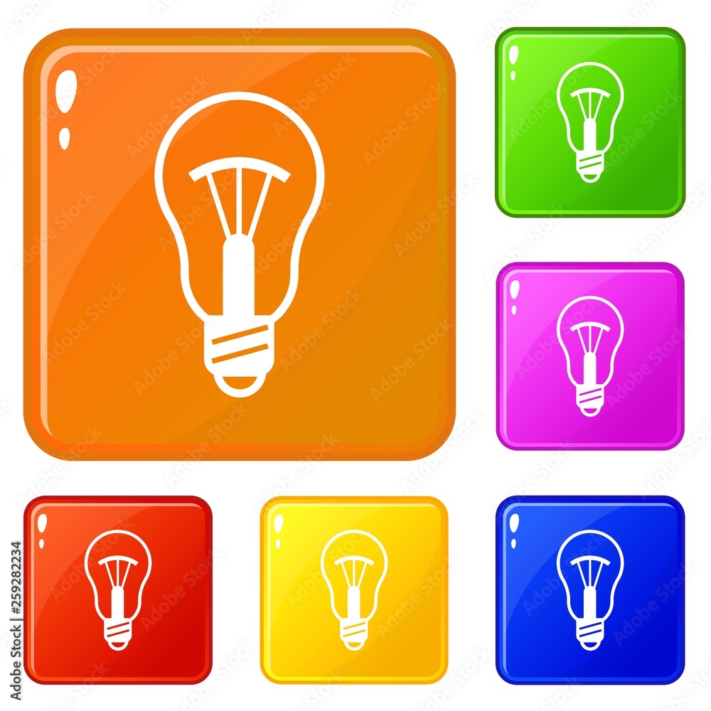 Poster generation bulb progress icons set collection vector 6 color isolated on white background