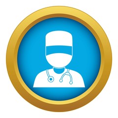 Doctor with mask icon blue vector isolated on white background for any design