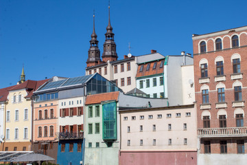 Obraz premium OPOLE, POLAND. River View in Opole old City Center Near the Market Square also known as Opole Venice. 