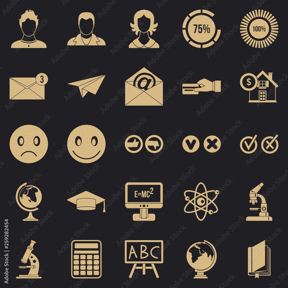 Poster erudite icons set. simple set of 25 erudite vector icons for web for any design