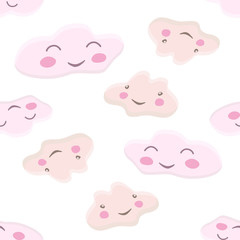 Obraz premium wzór z uroczymi postaciami chmur na białym tle