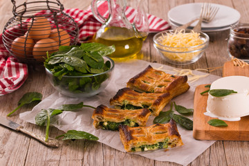 Pie with spinach and ricotta cheese.