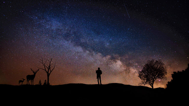 Meditate the sky with the Milky Way galaxy