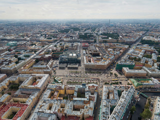 Panoramic view of Saint Petersburg, drone photo, summer day. Hay Square. Sennoy District