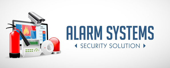 Access control system - Alarm zones - security system concept - website banner
