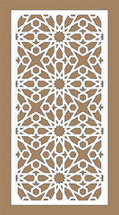 Laser cutting. Arabesque vector panel. Template for interior partition in arabic style. Ratio 1:2
