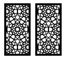 Laser cutting. Arabesque vector panel. Template set for interior partition in arabic style. Ratio 1:2