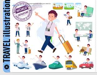 flat type big T-shirt man_travel