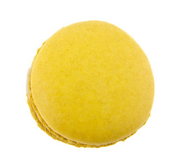 yellow macaroon cake isolated on white background close-up