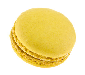 yellow macaroon cake isolated on white background close-up