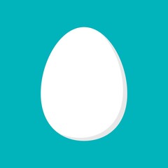 Vector white single realistic animal egg. Chicken egg isolated with soft shadows on blue background.