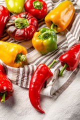 Fresh color paprika, vegetables