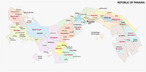 panama administrative and political vector map