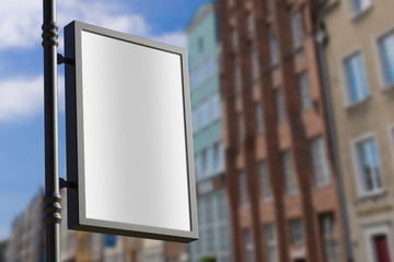 3D rendering of blank billboard (empty advertisement) with clouds. Empty mockup template