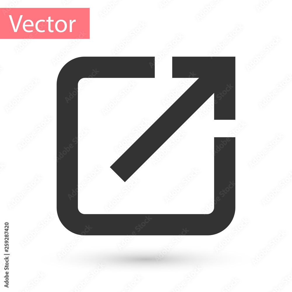 Poster grey open in new window icon isolated on white background. open another tab button sign. browser fra