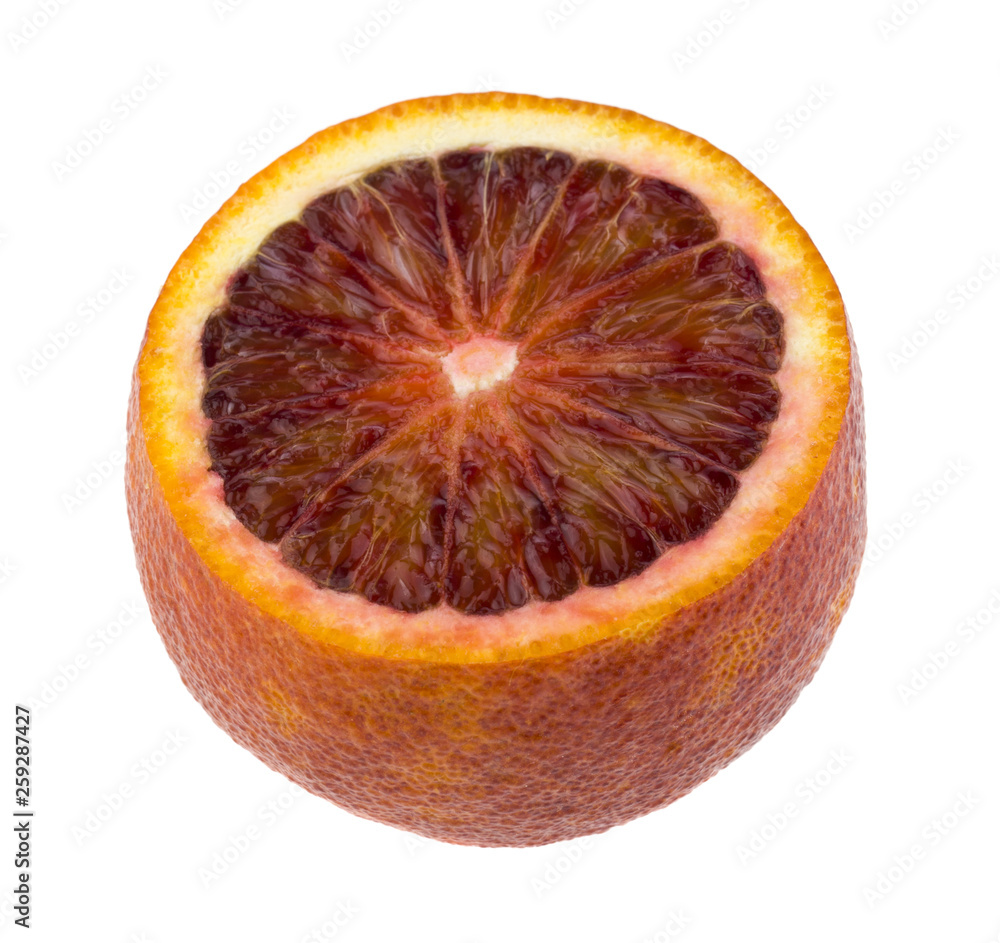 Sticker cut orange isolated on white background close up