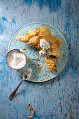 Homemade pie with cream