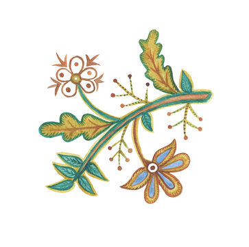 Fototapeta hand drawn watercolor floral ornament in scandinavian style