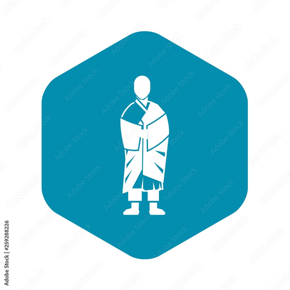 Poster buddhist monk icon in simple style isolated on white background