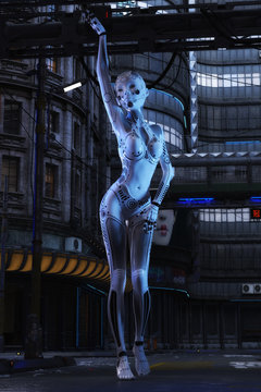 3D Illustration of a female Cyborg
