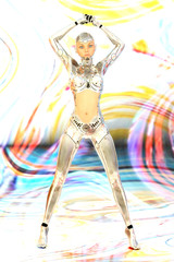 3D Illustration of a female Cyborg - Computer generated Image -  Digital Model, no Model Release required