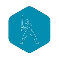 Baseball player icon. Outline illustration of baseball player vector icon for web