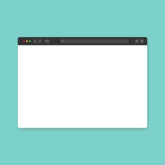 Browser window. Web interface mockup website flat screen frame elements on a light blue background
